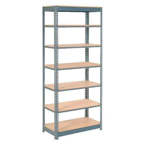 Heavy Duty Shelving 48W x 12D x 84H With 7 Shelves, Wood Deck, Gray